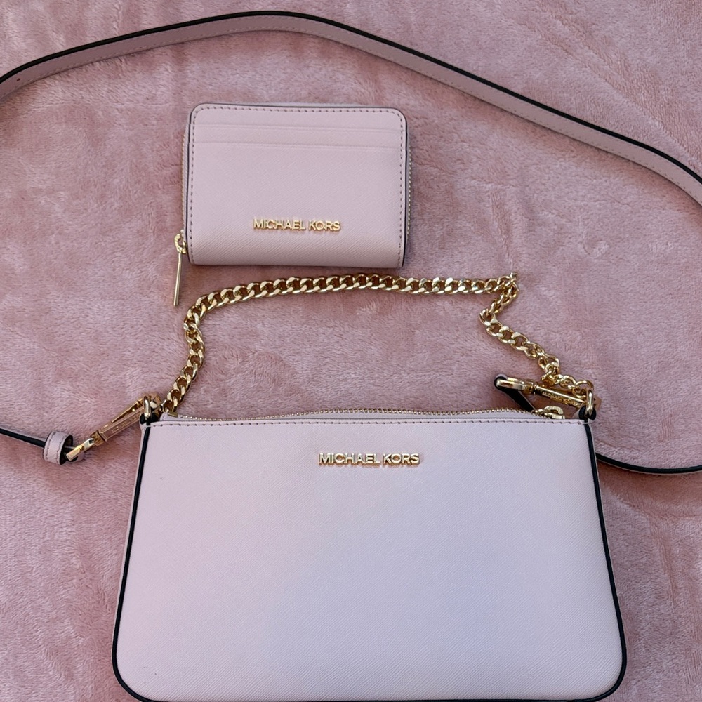 Michael Kors pink crossbody bag and wallet Set